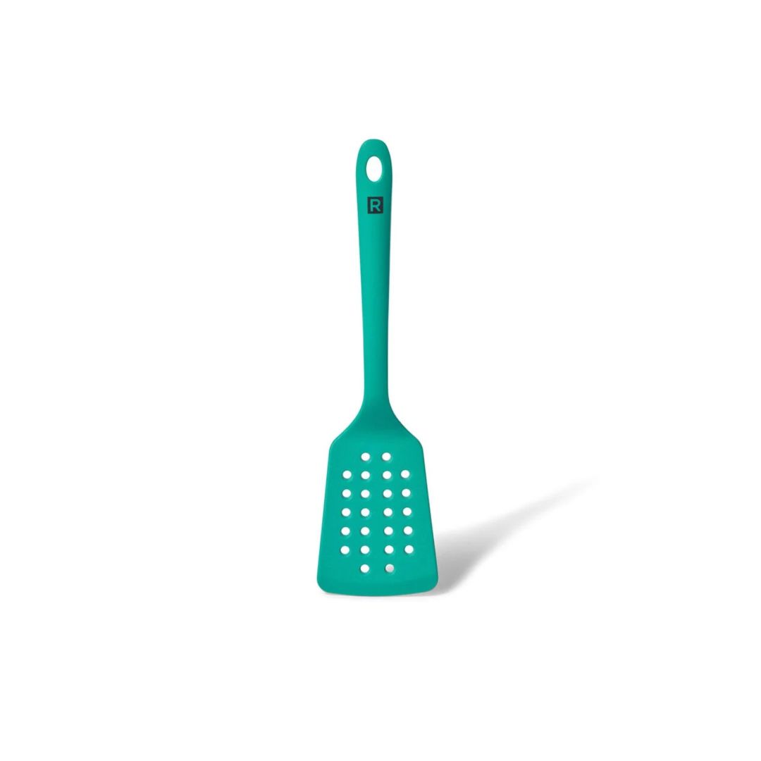 Mini spatule trouée en silicone turquoise