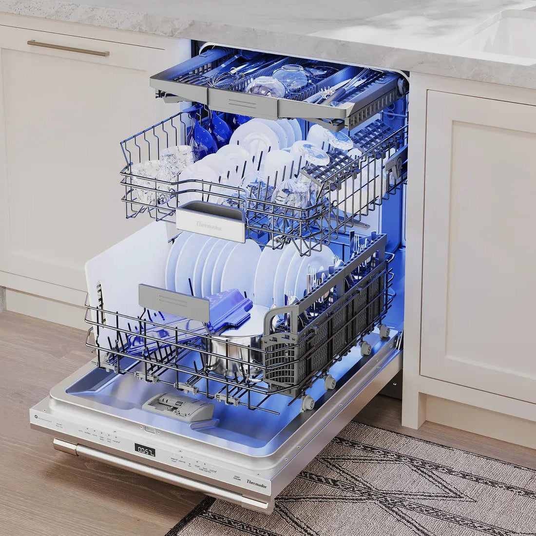 Lave-vaisselle intelligent encastrable 24 po, 44 dBA Inox 3 paniers avec Wi-Fi - Série Sapphire®