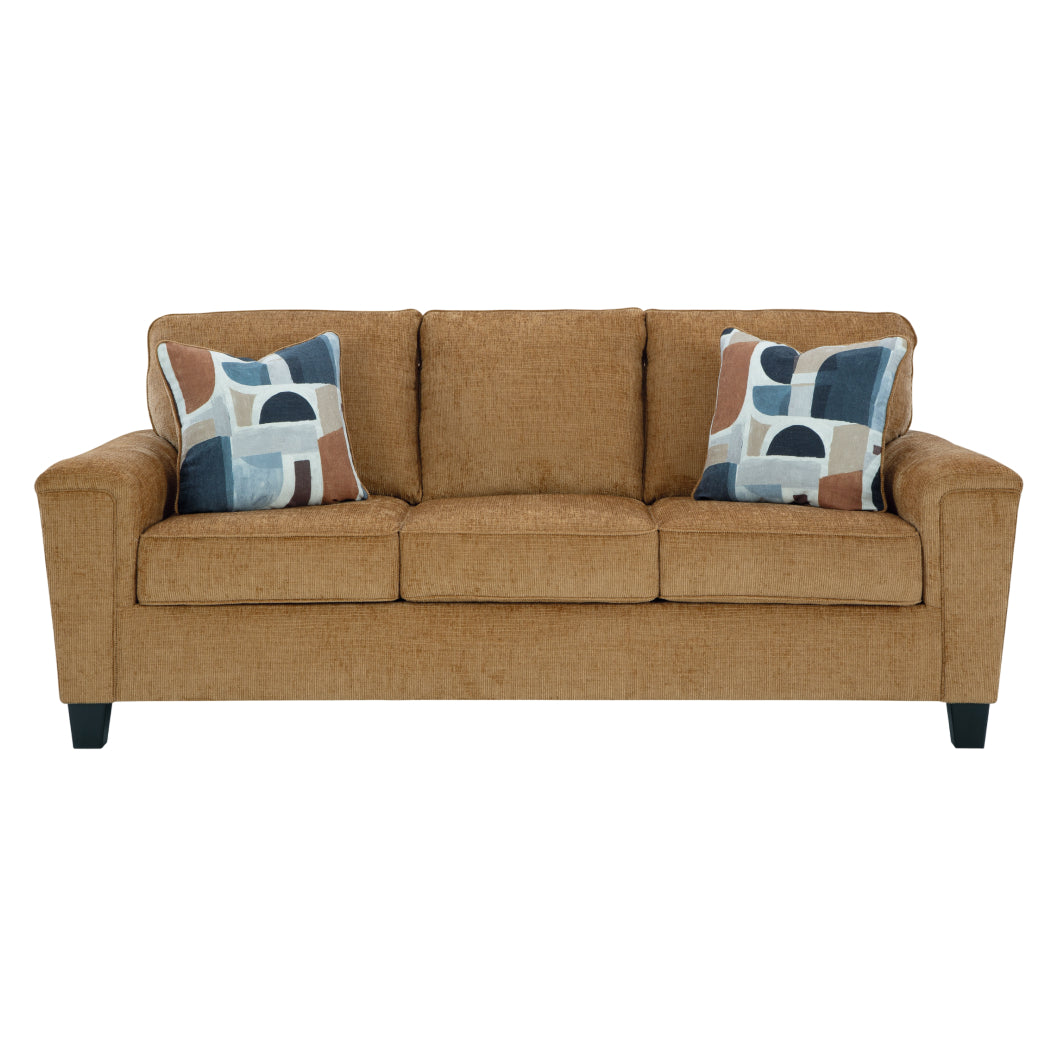 Sofa en tissu texturé miel avec coussins - Erinslane