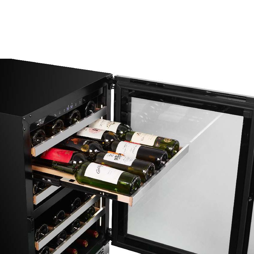Cellier à vin 24 po, 46 bouteilles Inox à 2 zones avec Connectivité Wi-Fi - Série Titanium