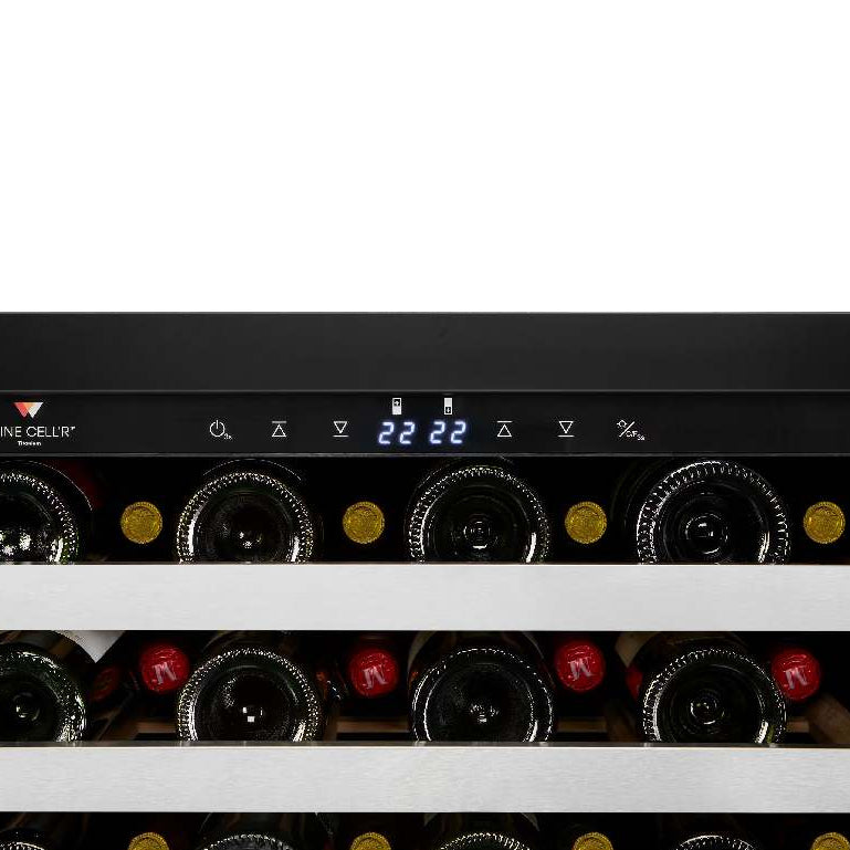 Cellier à vin 24 po, 46 bouteilles Inox à 2 zones avec Connectivité Wi-Fi - Série Titanium