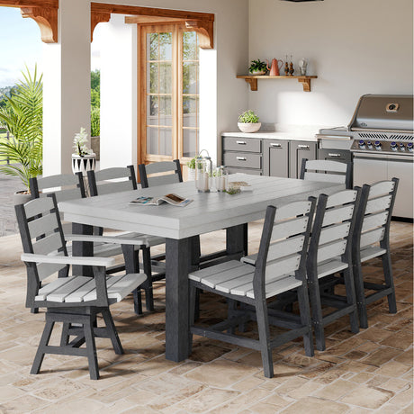 Chaise pivotante extérieure en plastique recyclé gris ardoise - Napa