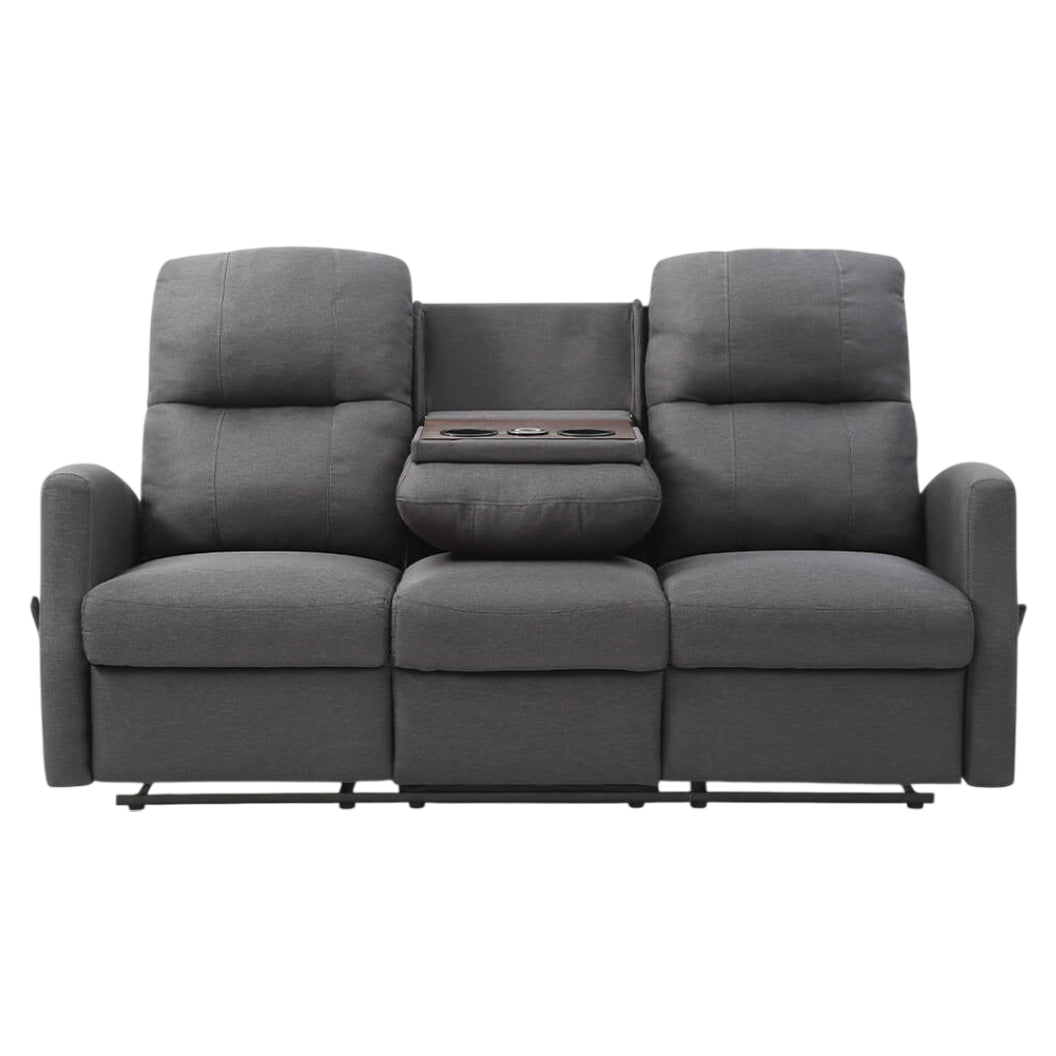 Sofa inclinable en tissu avec table rabattable & chargeur sans fil - Athènes