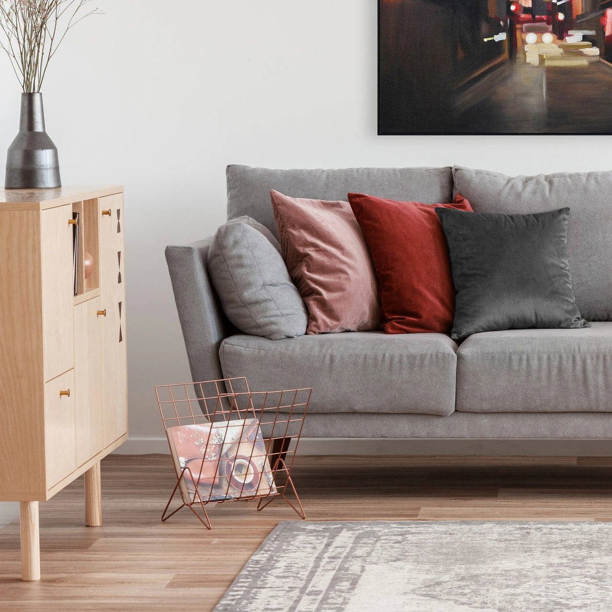 Coussin 20 x 20 po en velours rouge vin - Salford