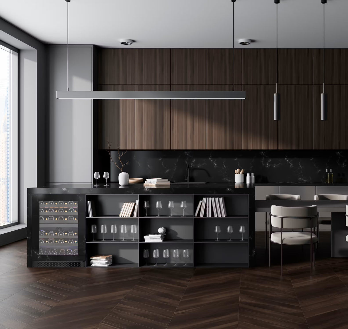 Cellier 24 po à 2 zones et 46 bouteilles, Panneau requis - Gamme Titanium