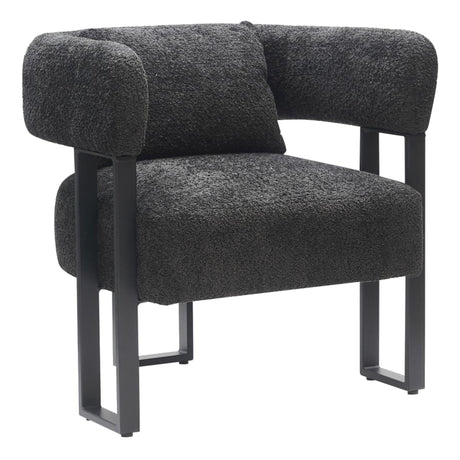Chaise d'appoint en tissu bouclé et métal noir - Scarlet