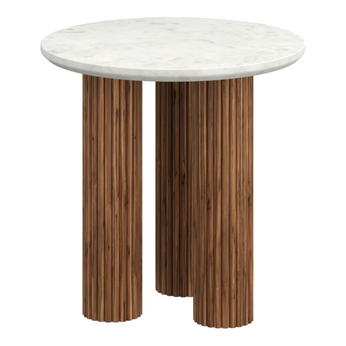 Table d'appoint en marbre blanc et bois de manguier - Jilsa
