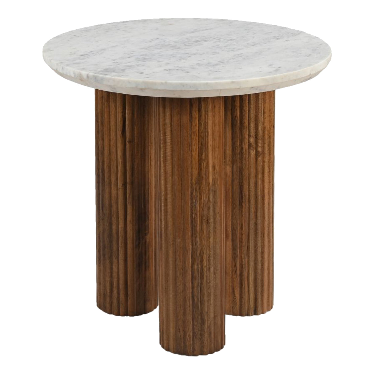 Table d'appoint en marbre blanc et bois de manguier - Jilsa