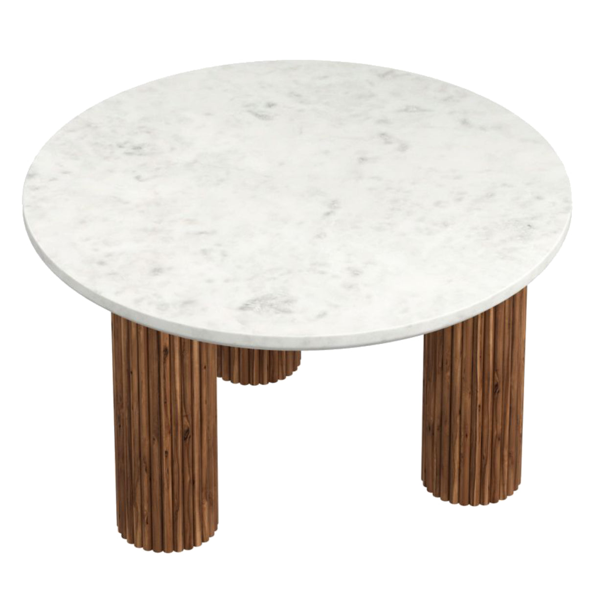 Table basse en marbre blanc et bois de manguier - Jilsa