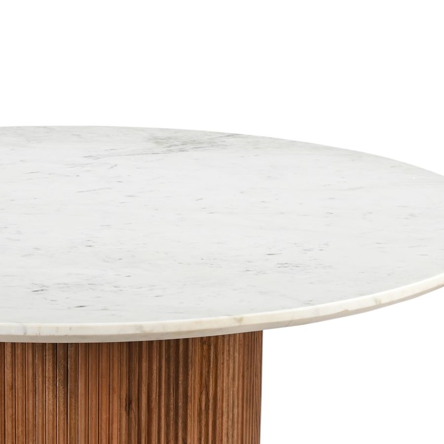 Table basse en marbre blanc et bois de manguier - Jilsa