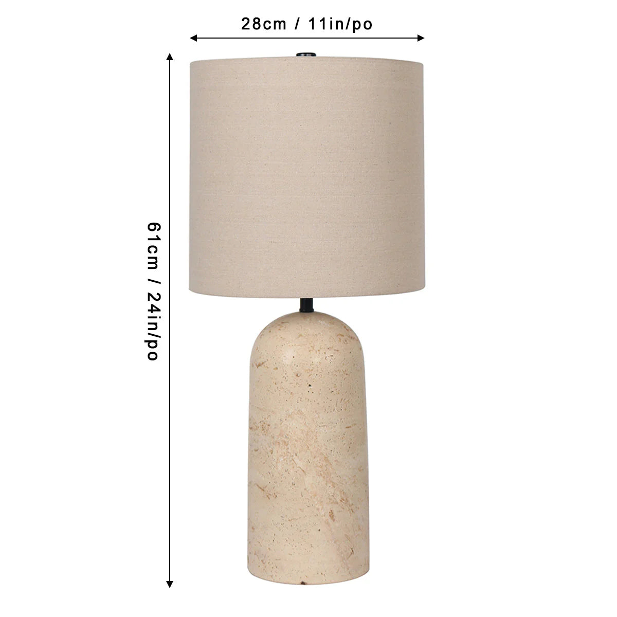 Lampe de table en travertin beige 25 po. - Kasnia