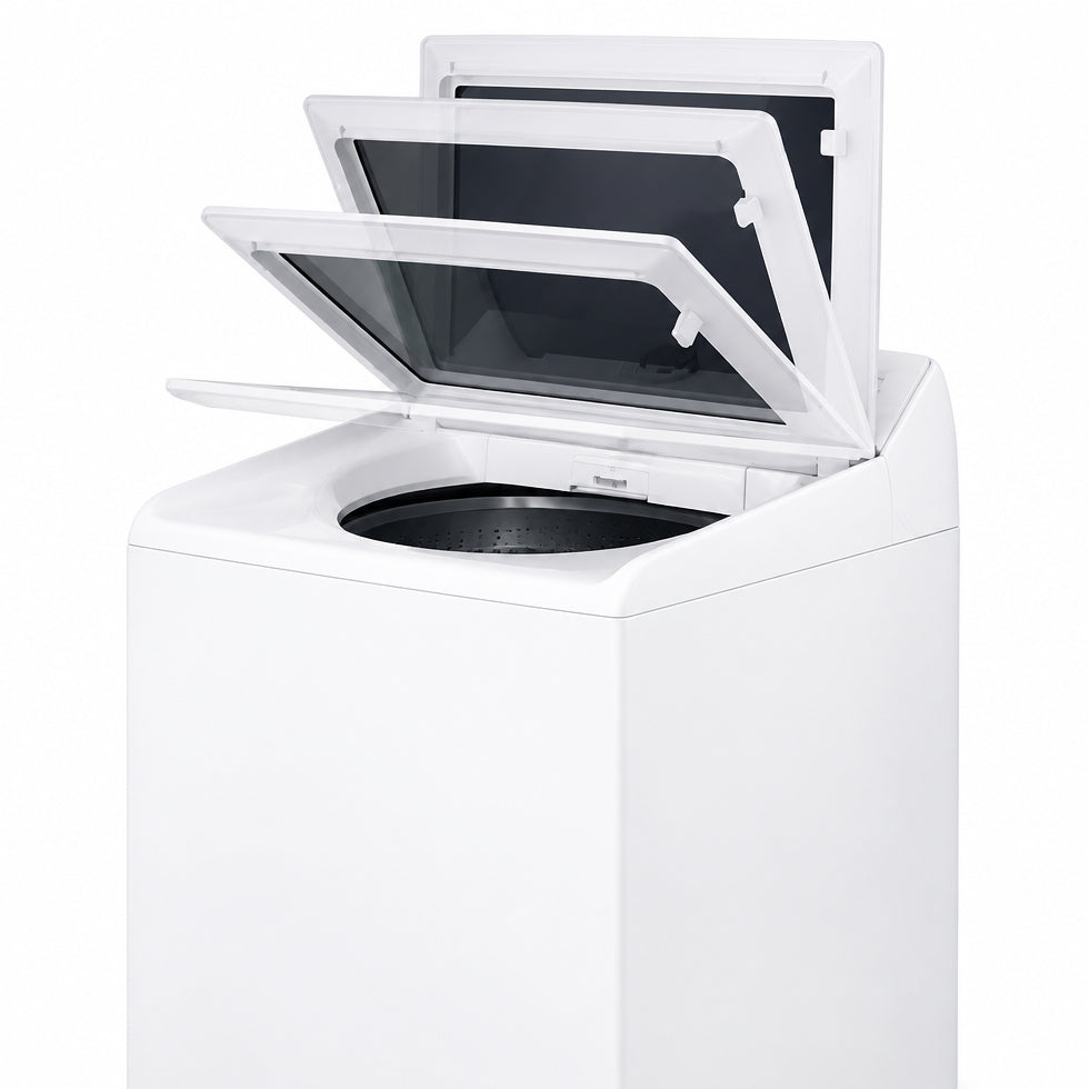Laveuse à chargement vertical 27 po, 5,6 pi³ Blanc Alpin avec EasyUnload™ et Détection par IA