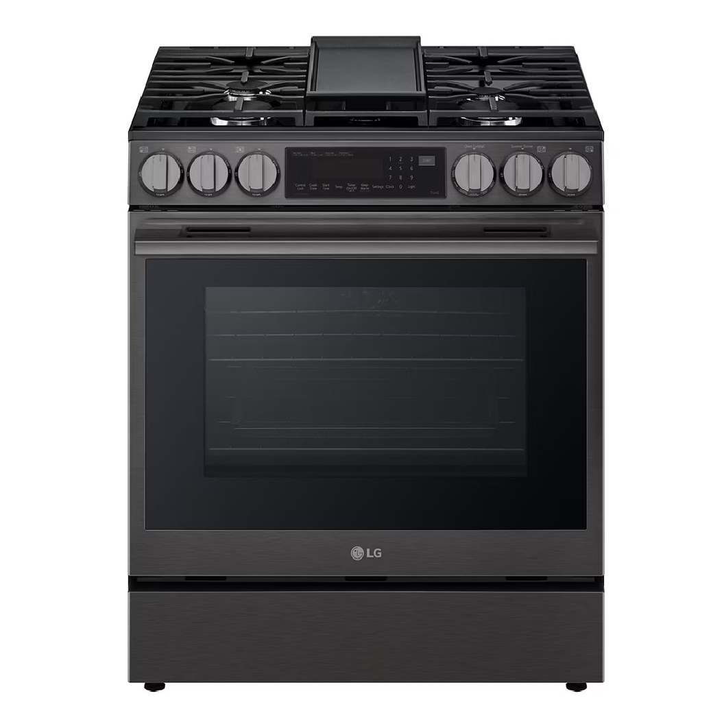 Cuisinière au gaz 30 po, 6,3 pi³ Inox noir avec Convection ProBake® et Air Fry