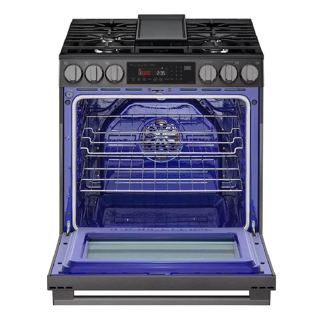 Cuisinière au gaz 30 po, 6,3 pi³ Inox noir avec Convection ProBake® et Air Fry