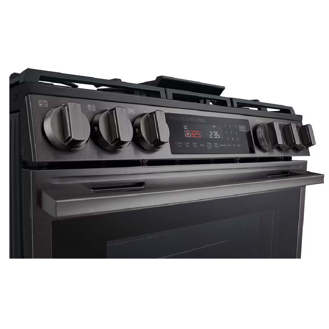 Cuisinière au gaz 30 po, 6,3 pi³ Inox noir avec Convection ProBake® et Air Fry