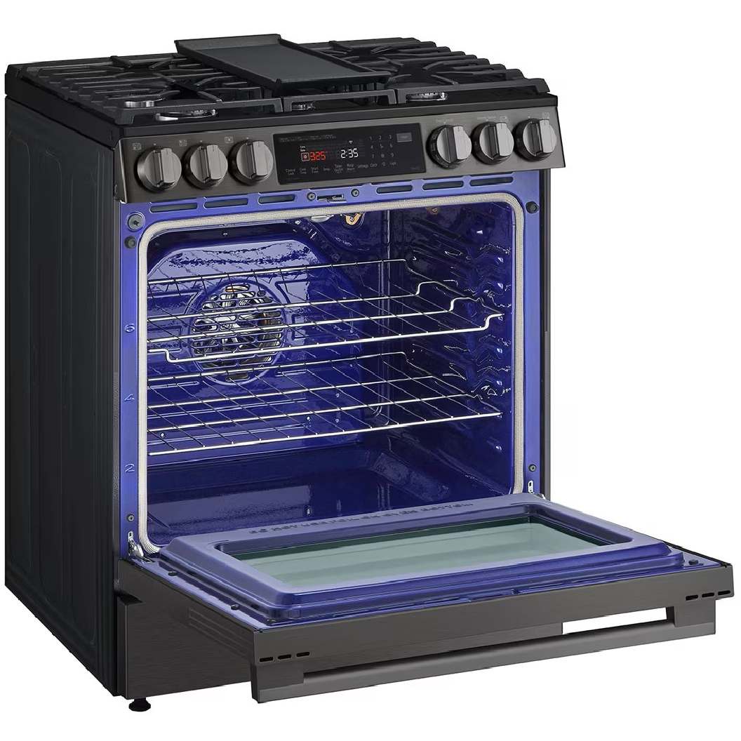 Cuisinière au gaz 30 po, 6,3 pi³ Inox noir avec Convection ProBake® et Air Fry