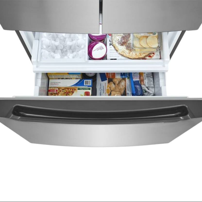Réfrigérateur à portes françaises, profondeur comptoir 33 po, 19,6 pi³ Inox avec Distributeur d'eau interne et Machine à glaçons