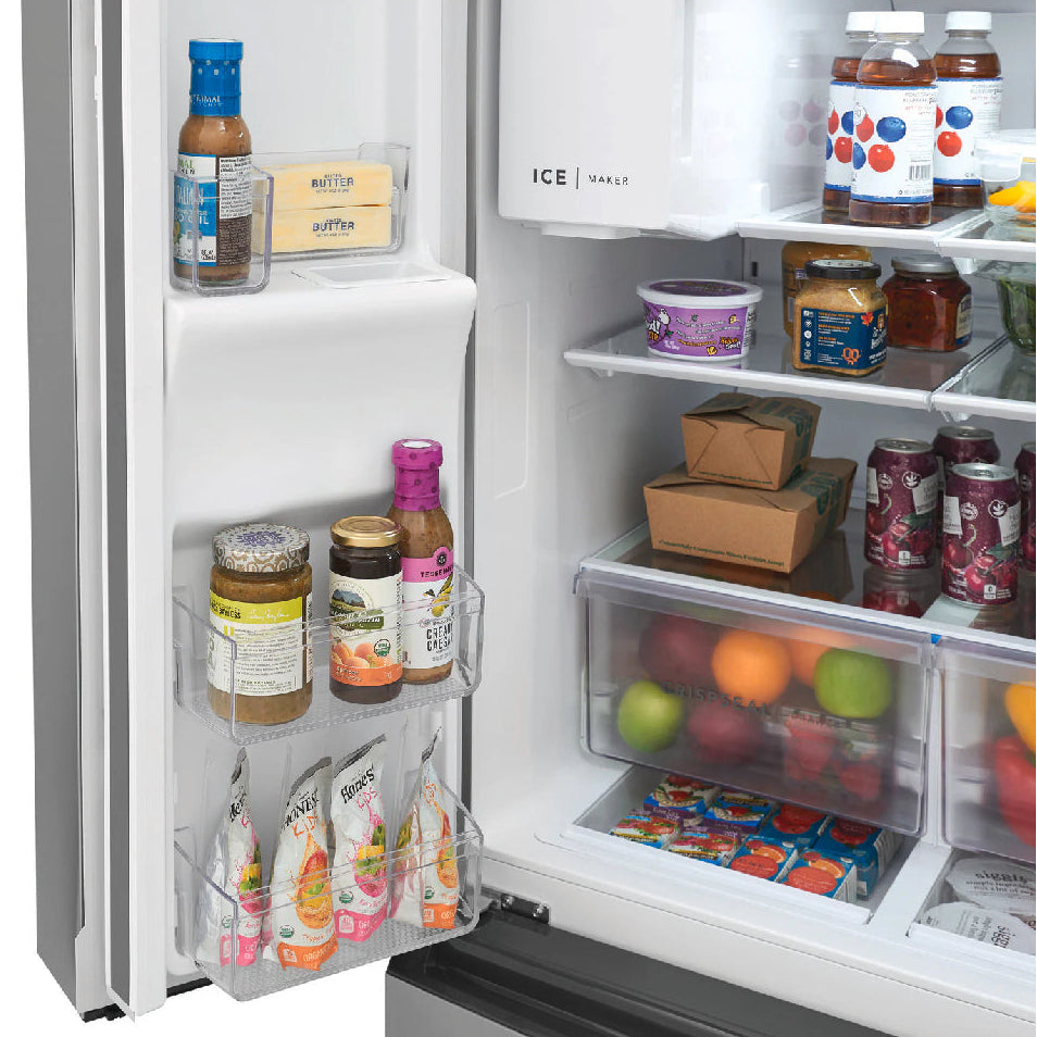 Réfrigérateur à portes françaises 36 po, 26,3 pi³ Inox avec Distributeur externe d'eau/glaçons et Tiroir convertible