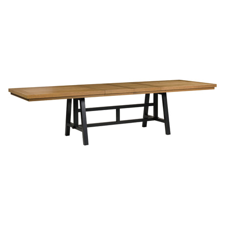 Table de salle à manger extensible en bois et placage de chêne rustique - Galliden
