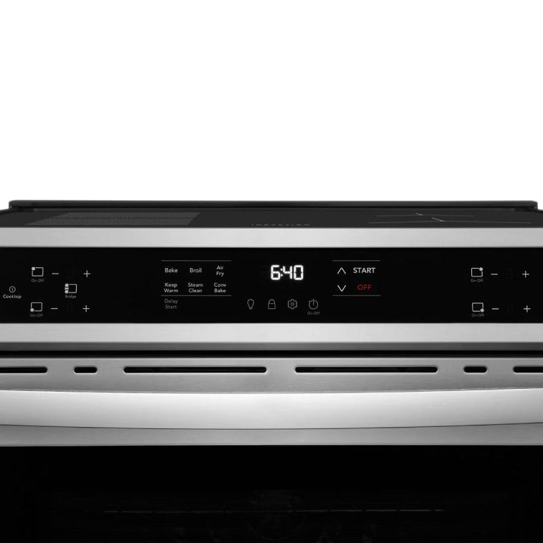 Cuisinière à induction encastrable 30 po, 5,3 pi³ Inox avec Convection, Air Fry et Nettoyage à la vapeur