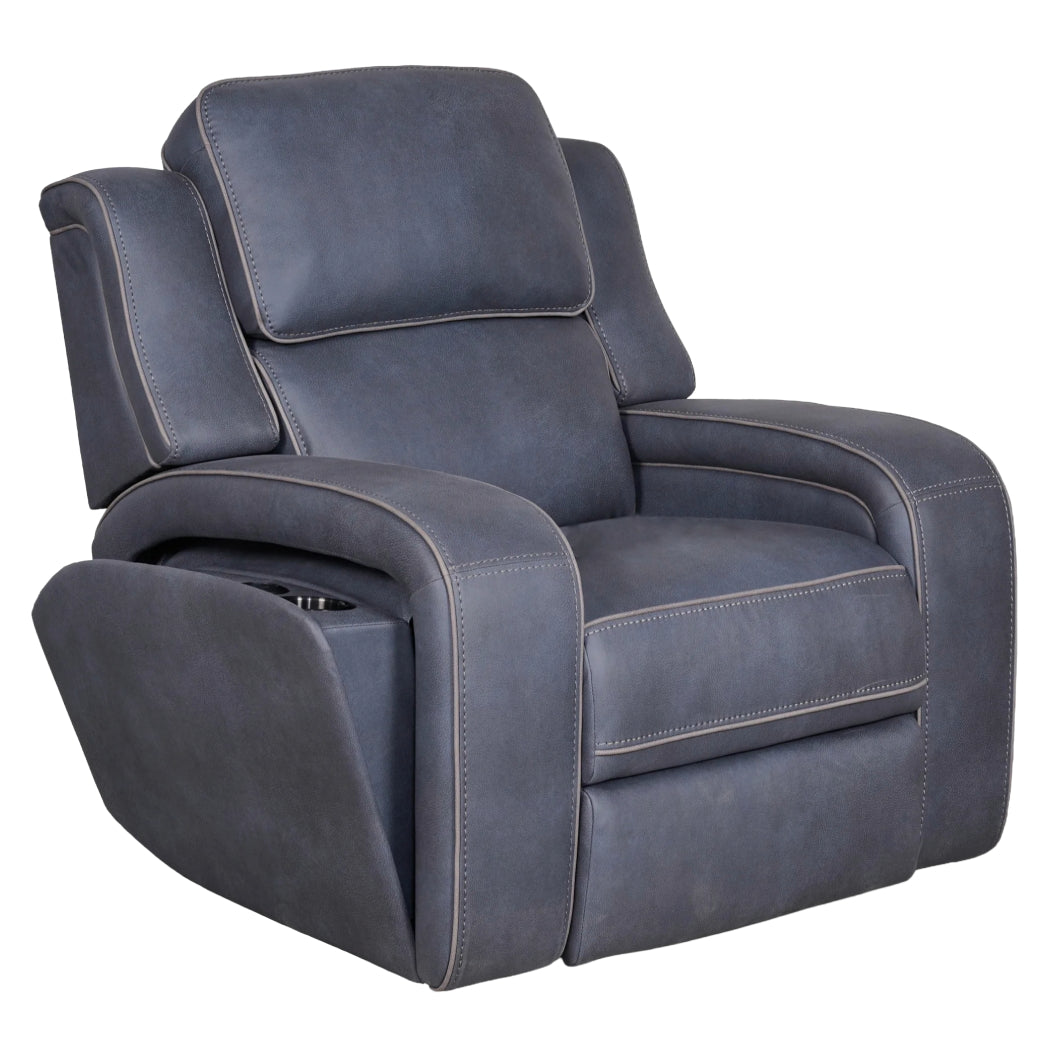 Fauteuil inclinable motorisé zéro gravité aspect cuir bleu marine - K2250