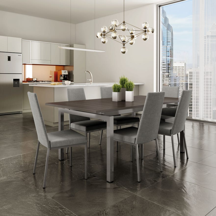 Chaise de salle à manger rembourrée en tissu brun - Linea