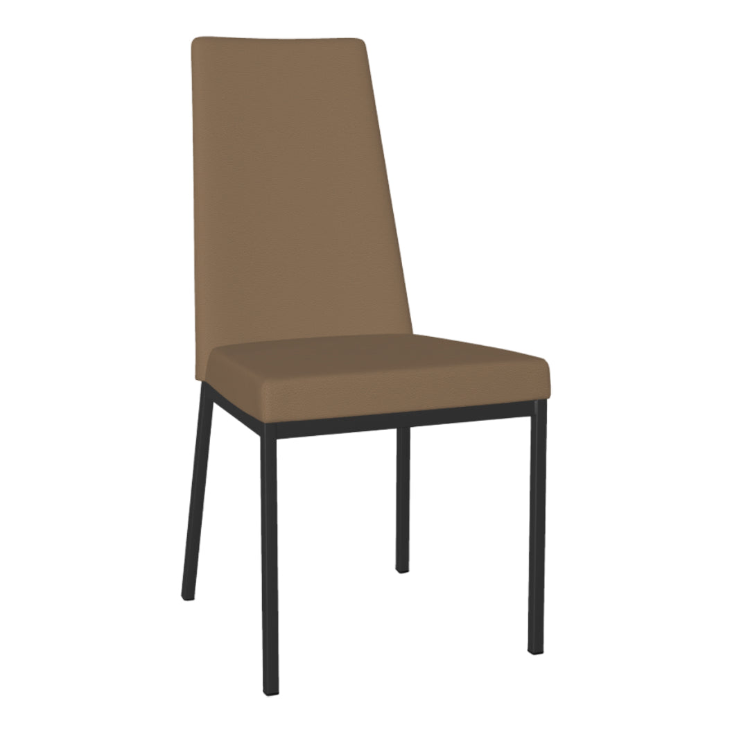 Chaise de salle à manger rembourrée en tissu brun - Linea