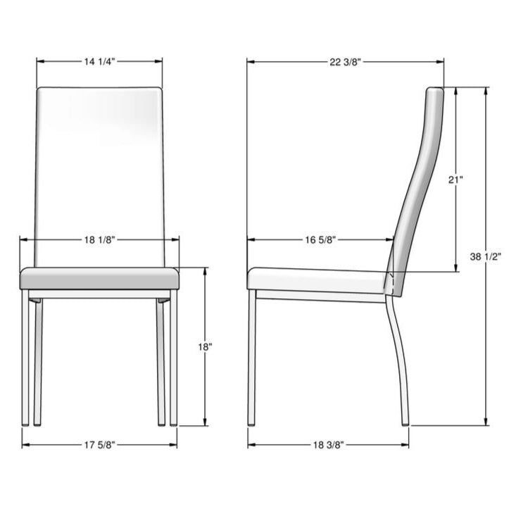 Chaise de salle à manger rembourrée en tissu brun - Curve