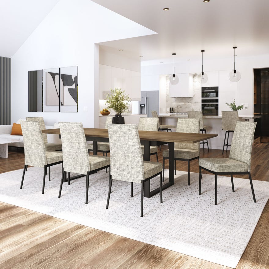 Chaise de salle à manger rembourrée en tissu beige - Dorian