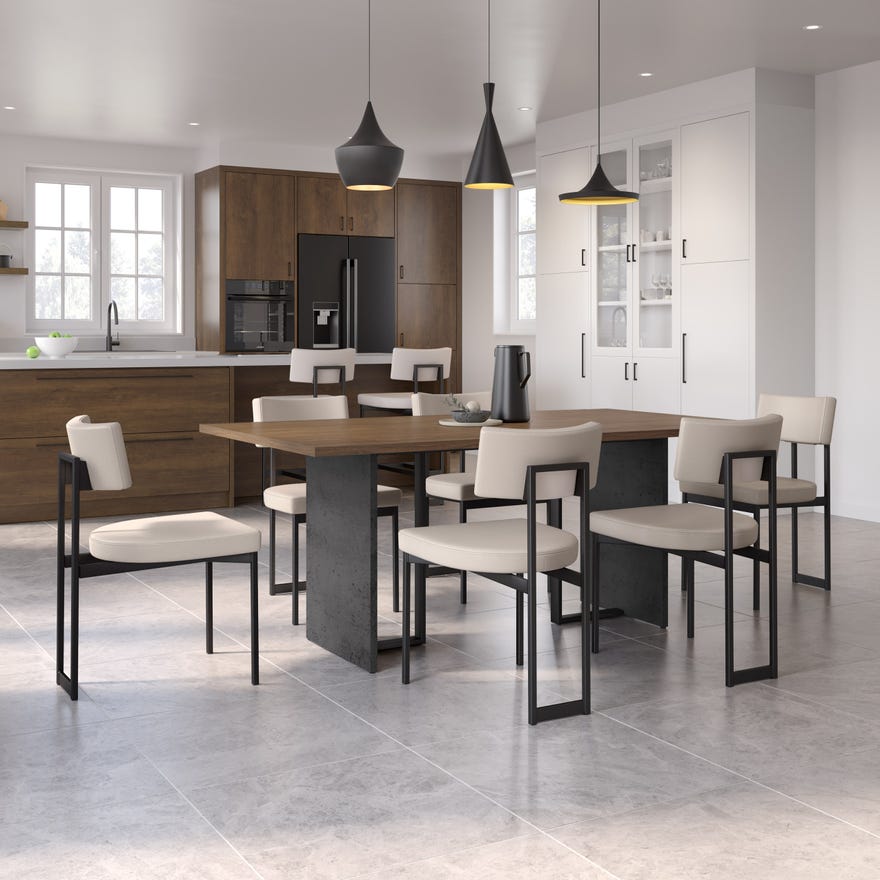 Chaise de salle à manger rembourrée en tissu beige - Lucas