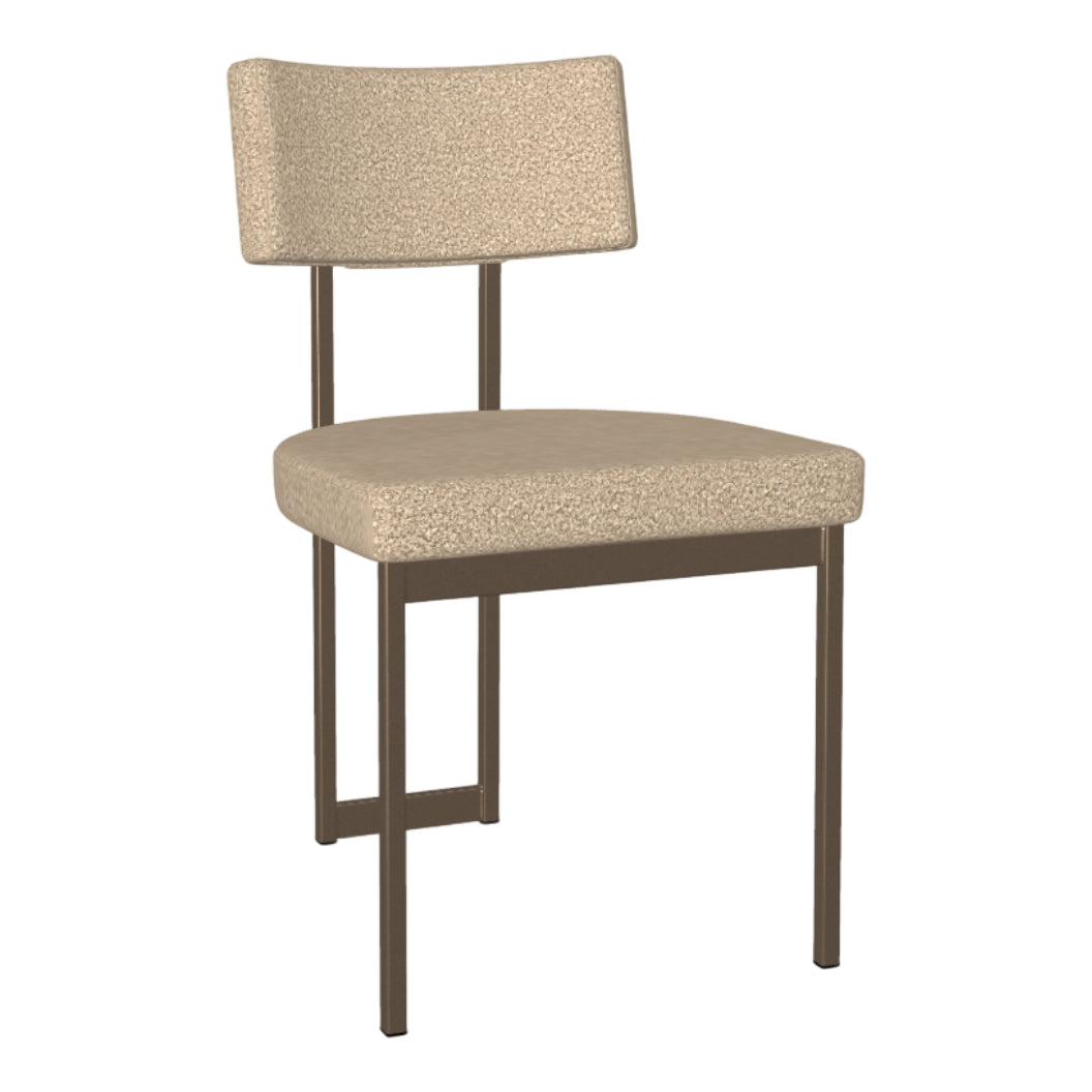 Chaise de salle à manger rembourrée en tissu beige - Lucas