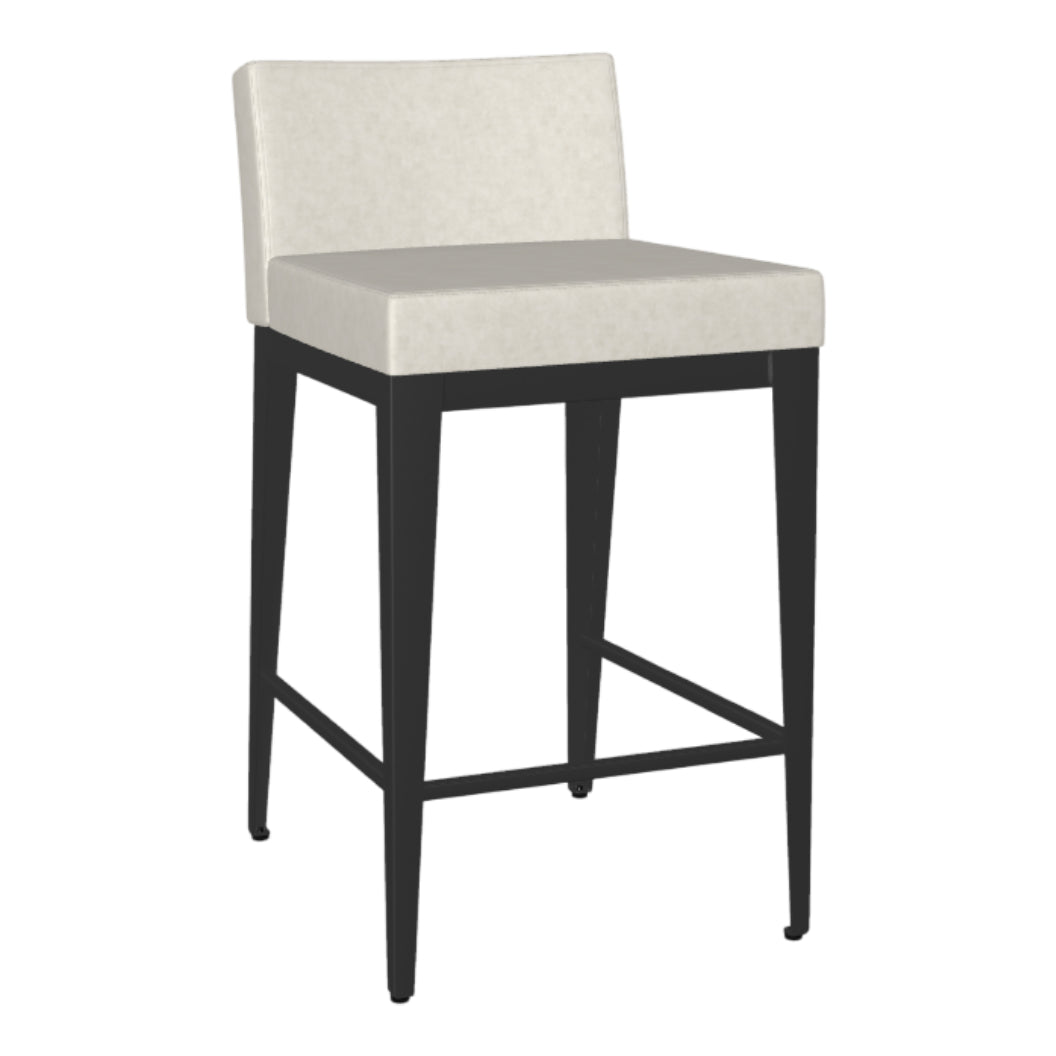 Tabouret de comptoir rembourré et en métal noir - Ethan