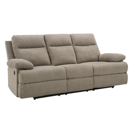 Sofa inclinable en tissu taupe avec table centrale rabattable - Side-Swipe