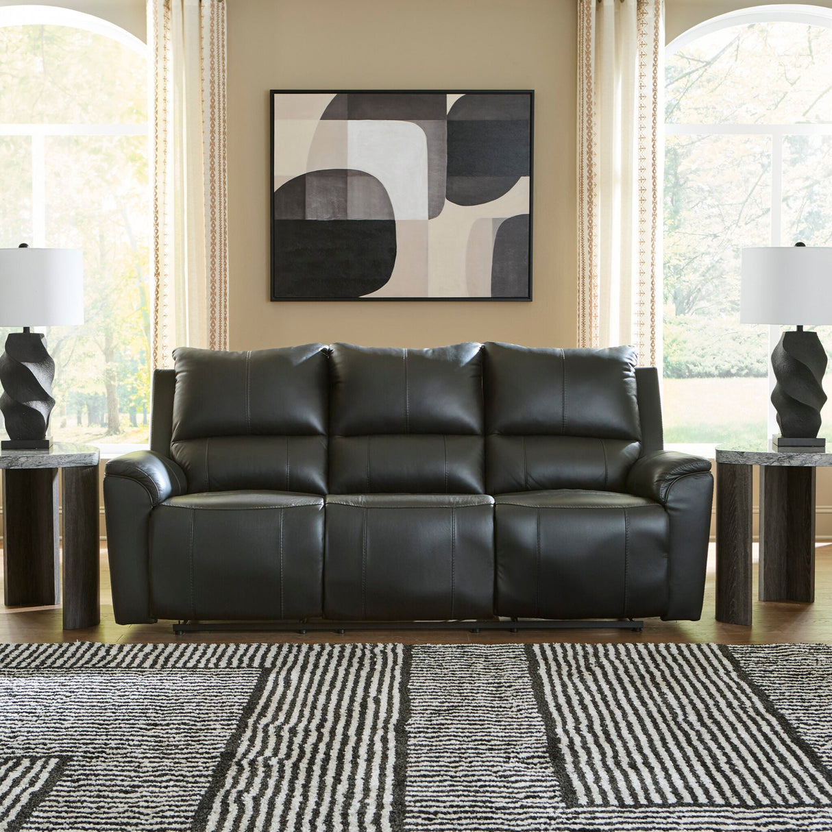 Sofa inclinable aspect cuir noir - Glossmore