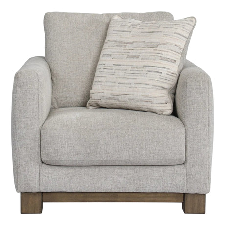 Fauteuil en tissu gris pâle avec coussin - MarinaMae