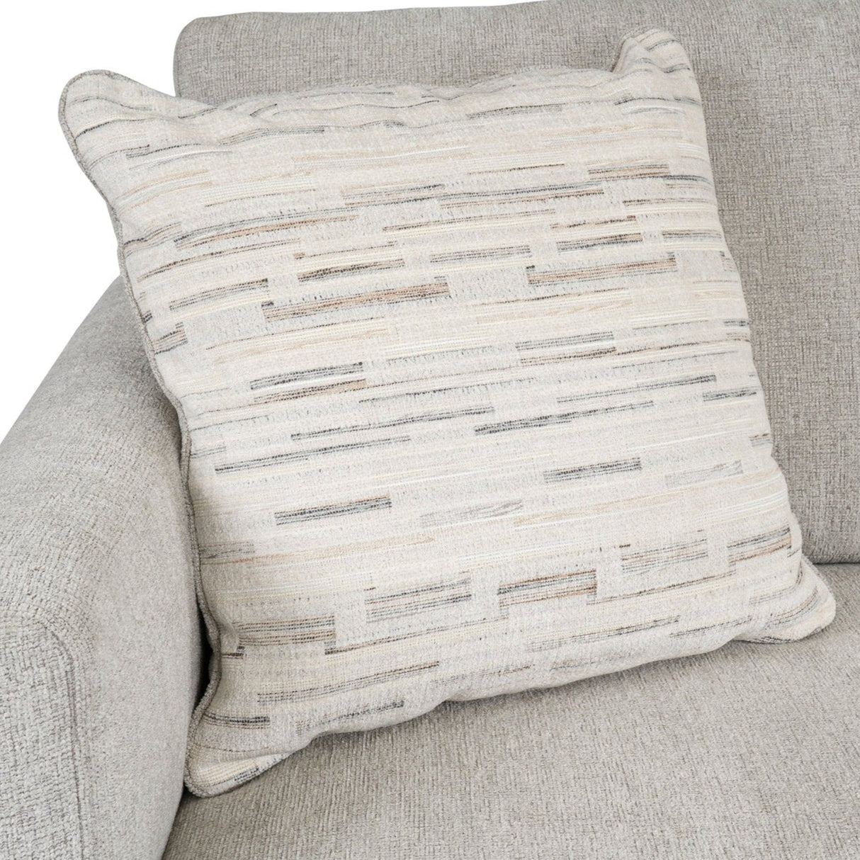 Sofa condo en tissu gris pâle avec coussins - MarinaMae