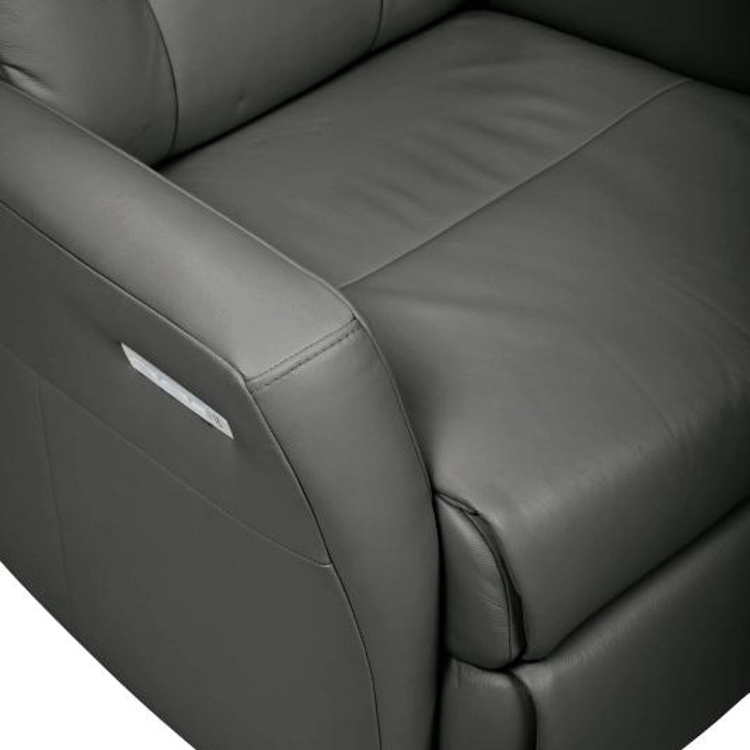 Fauteuil berçant, pivotant et inclinable motorisé en cuir gris foncé - Benga Nordic