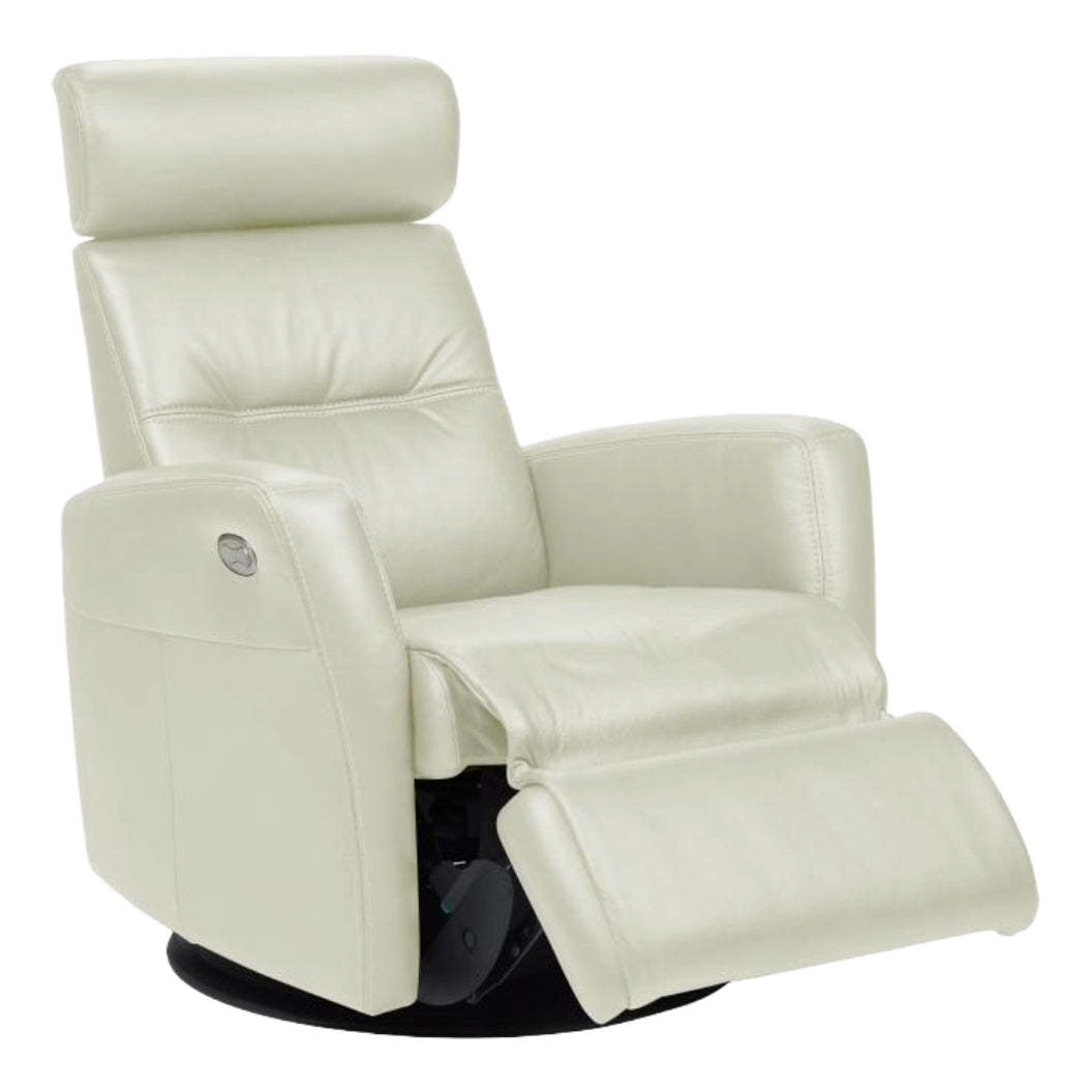 Fauteuil berçant, pivotant et inclinable motorisé en cuir ivoire - Tya Nordic