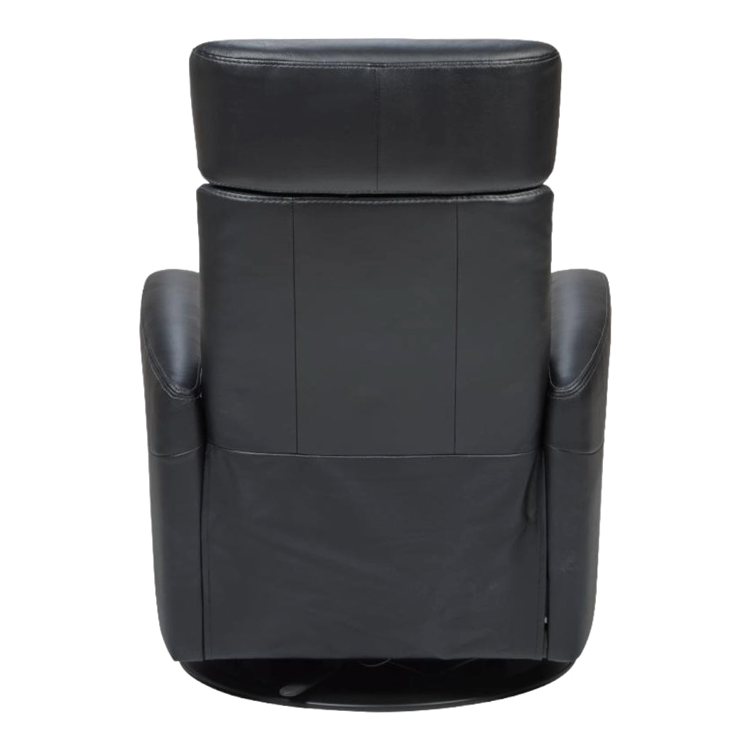 Fauteuil berçant, pivotant et inclinable motorisé en cuir noir - Tya Nordic