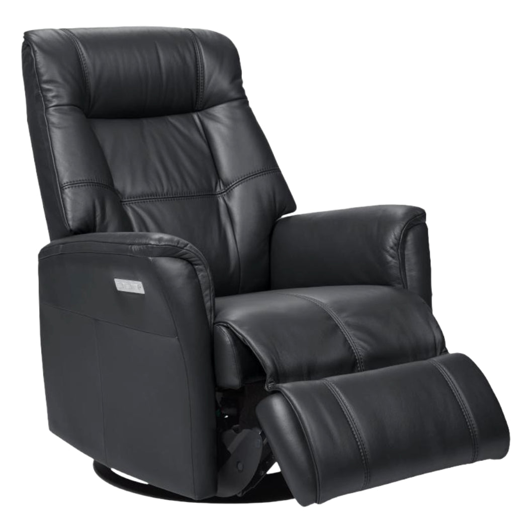 Fauteuil berçant, pivotant et inclinable motorisé en cuir noir - Muru Nordic