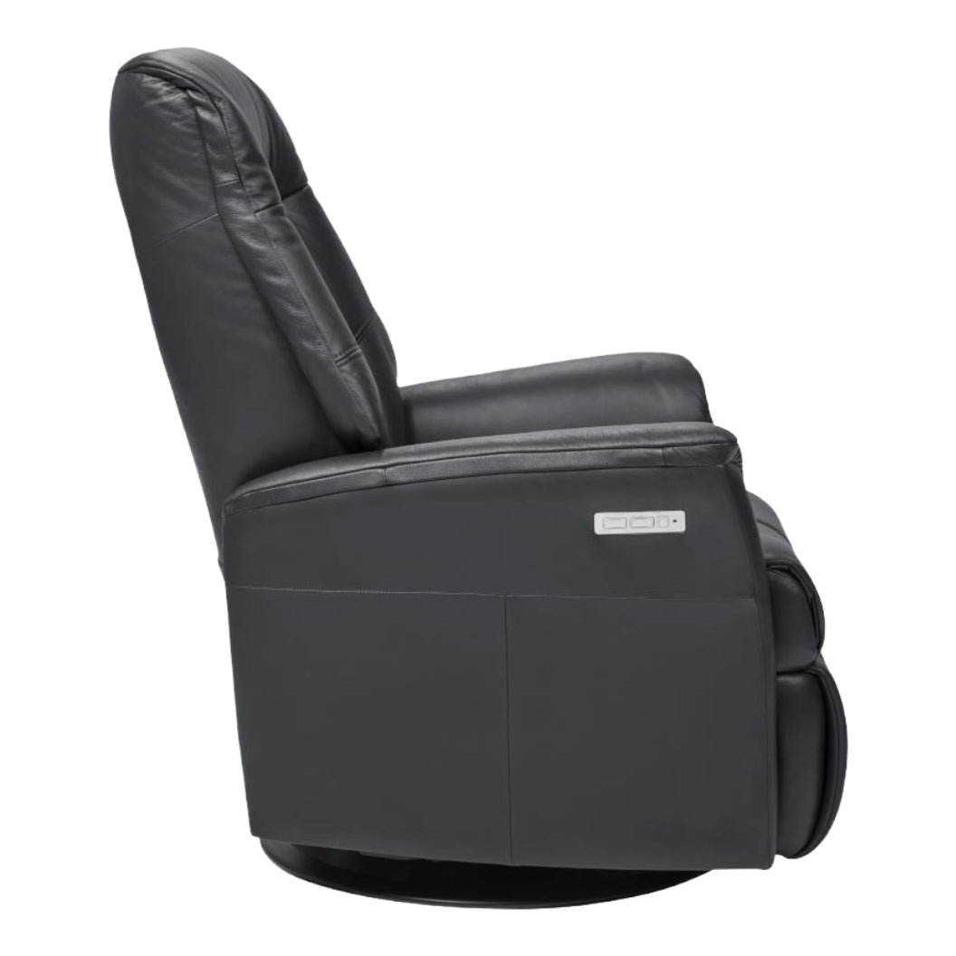 Fauteuil berçant, pivotant et inclinable motorisé en cuir noir - Muru Nordic