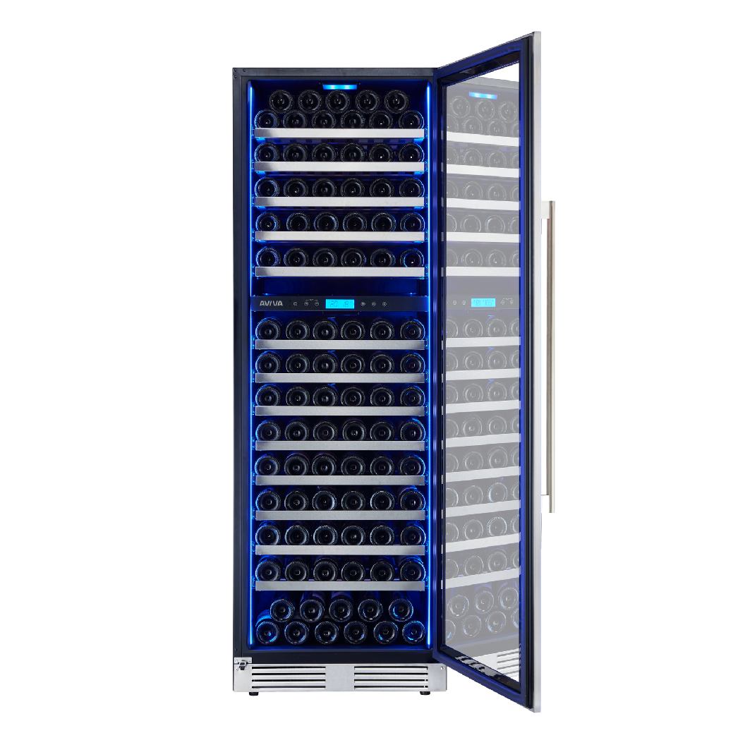 Cellier à vin 24 po, 162 bouteilles Inox - 2 zones