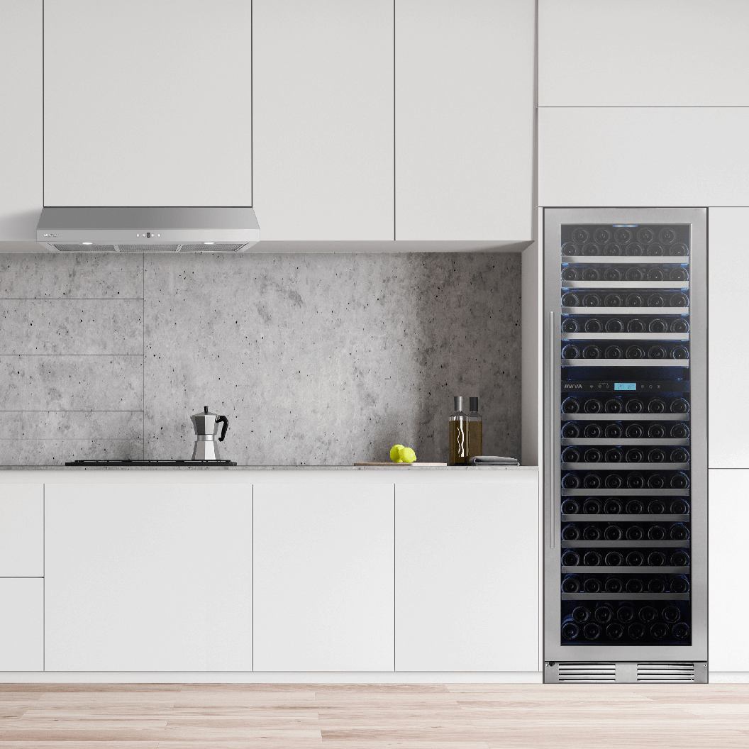 Cellier à vin 24 po, 162 bouteilles Inox - 2 zones