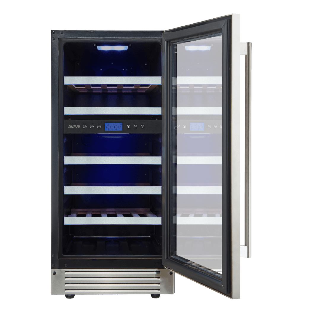 Cellier à vin 15 po, 23 bouteilles Inox - 2 zones