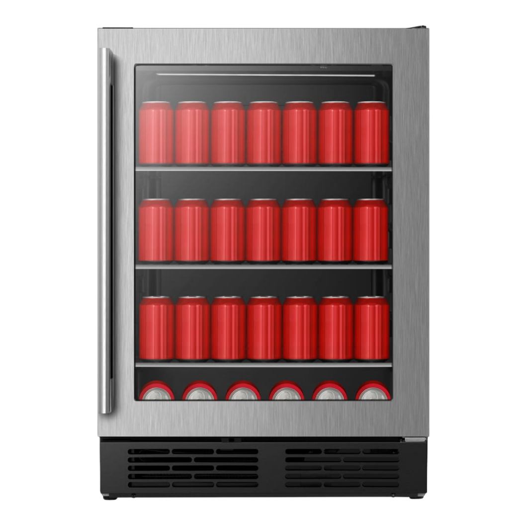 Centre de breuvages 24 po, 140 canettes Inox - 1 zone