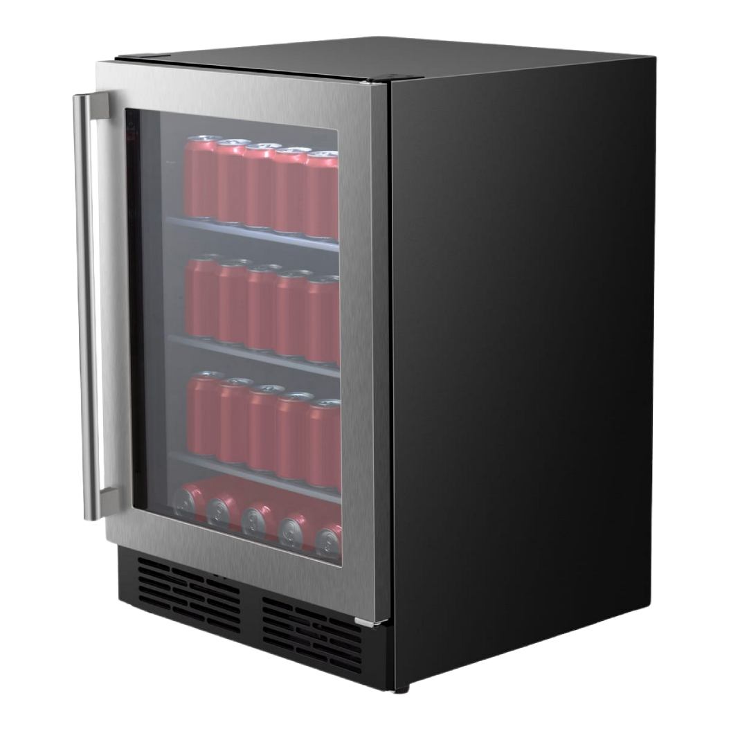 Centre de breuvages 24 po, 140 canettes Inox - 1 zone