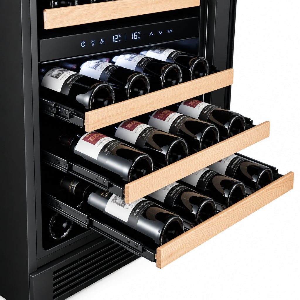 Cellier à vin 24 po, 46 bouteilles Inox à 2 zones avec Technologie Low-E Argon