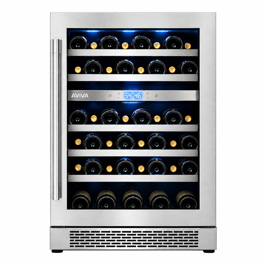 Cellier à vin 24 po, 46 bouteilles Inox à 2 zones avec Technologie Low-E Argon
