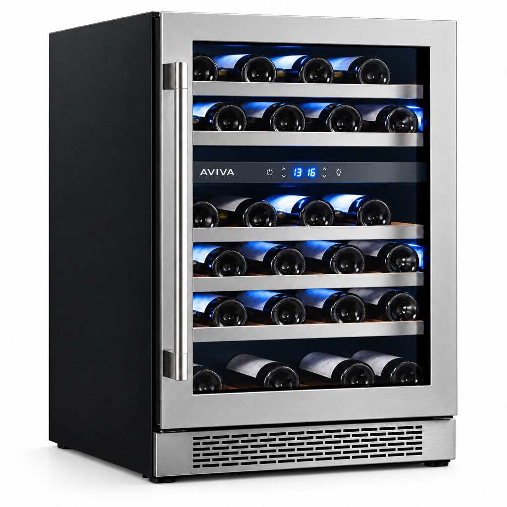 Cellier à vin 24 po, 46 bouteilles Inox à 2 zones avec Technologie Low-E Argon