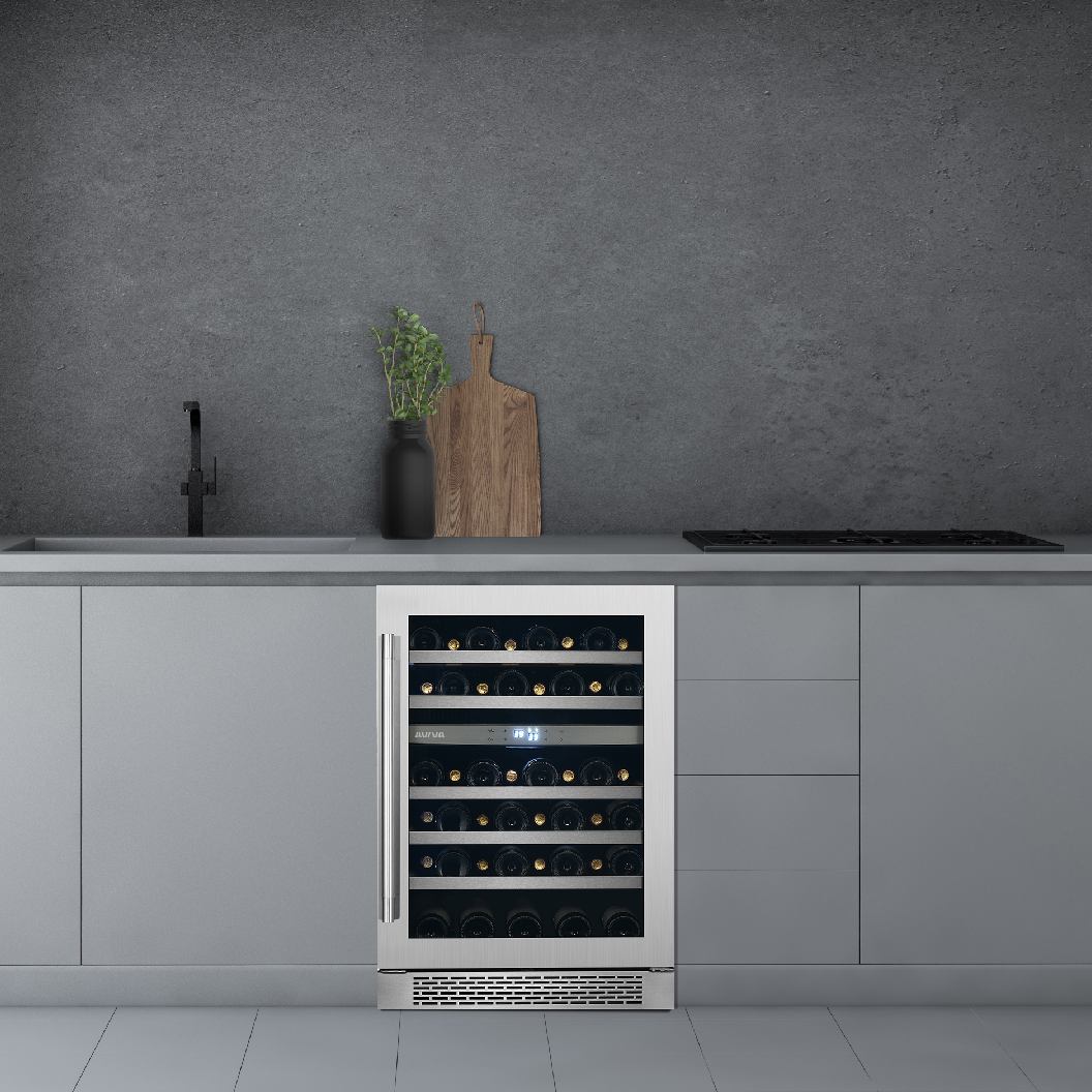 Cellier à vin 24 po, 46 bouteilles Inox - 2 zones